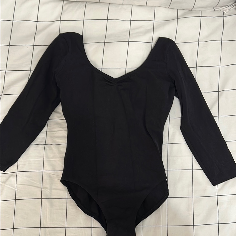 Bloch Black Long-Sleeve Scoop Neck Bodysuit